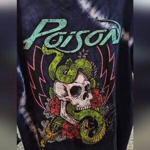 Poison Graphic Tee with Skull and Snake Design On Tie Dye